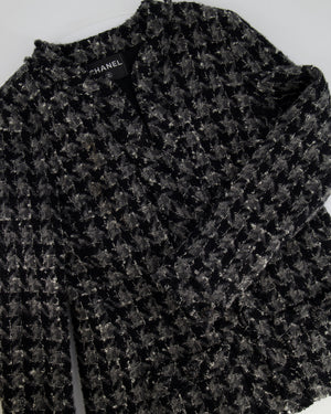 Chanel Black, Grey and White Wool Tweed Zip Jacket Size FR 42 (UK 14)