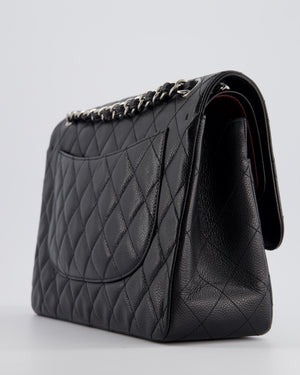 Chanel Black Jumbo Classic Double Flap Bag in Caviar Leather with Silver Hardware