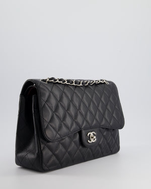 Chanel Black Jumbo Classic Double Flap Bag in Caviar Leather with Silver Hardware