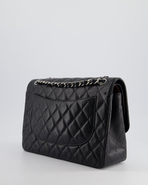 Chanel Black Jumbo Classic Double Flap Bag in Caviar Leather with Silver Hardware