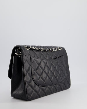 Chanel Black Jumbo Classic Double Flap Bag in Caviar Leather with Silver Hardware