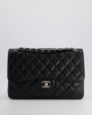 Chanel Black Jumbo Classic Double Flap Bag in Caviar Leather with Silver Hardware