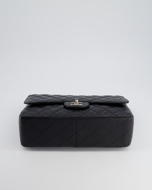 Chanel Black Jumbo Classic Double Flap Bag in Caviar Leather with Silver Hardware