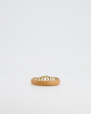 Bvlgari Beige Leather Bangle Bracelet with Champagne Gold Hardware