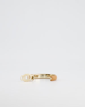 Bvlgari Beige Leather Bangle Bracelet with Champagne Gold Hardware