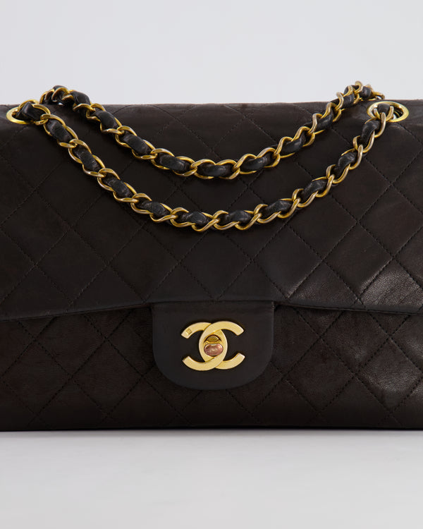 *FIRE PRICE* Chanel Vintage Brown Medium Classic Double Flap Bag in Lambskin Leather with 24K Gold Hardware