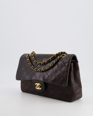 *FIRE PRICE* Chanel Vintage Brown Medium Classic Double Flap Bag in Lambskin Leather with 24K Gold Hardware