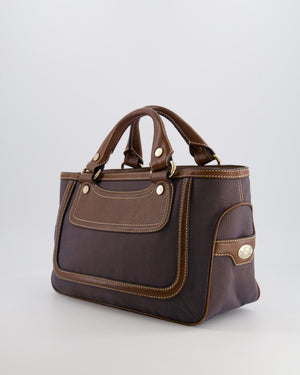 Celine Brown Boogie Canvas and Leather Bag with Silver Hardware