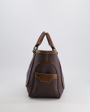 Celine Brown Boogie Canvas and Leather Bag with Silver Hardware