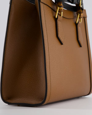 Gucci Brown Diana Small Tote Bag in Cuir Leather with Shiny Antique Gold Hardware 
Bamboo Handle RRP £3,170