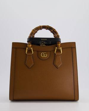 Gucci Brown Diana Small Tote Bag in Cuir Leather with Shiny Antique Gold Hardware 
Bamboo Handle RRP £3,170