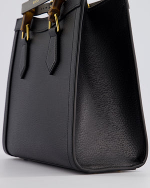 Gucci Black Diana Small Tote Bag in Cuir Leather with Shiny Antique Gold Hardware 
Bamboo Handle RRP £3,170