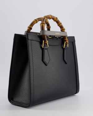 Gucci Black Diana Small Tote Bag in Cuir Leather with Shiny Antique Gold Hardware 
Bamboo Handle RRP £3,170