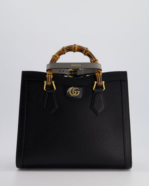 Gucci Black Diana Small Tote Bag in Cuir Leather with Shiny Antique Gold Hardware 
Bamboo Handle RRP £3,170