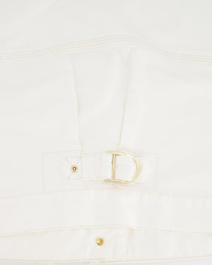 Zimmermann White Denim Cropped Jacket with Gold Button Details Size 0 (UK 6/8)