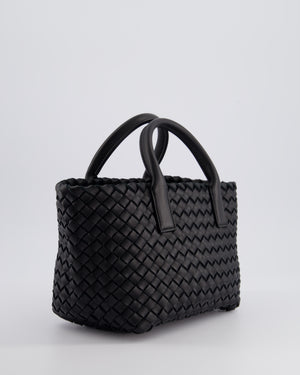 Bottega Veneta Black Mini Cabat Intrecciato Leather Tote Bag Handle Bag with Detachable Strap and Gold Hardware RRP £4,210