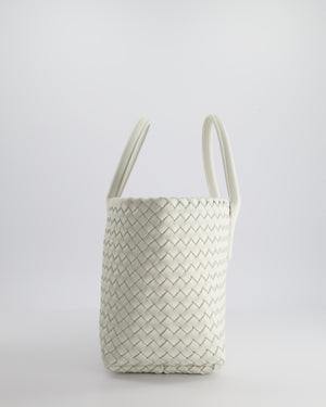 Bottega Veneta White Small Cabat Intreccio Leather Tote Bag in Lambskin Leather with Gold Hardware RRP £6,090