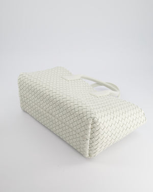 Bottega Veneta White Small Cabat Intreccio Leather Tote Bag in Lambskin Leather with Gold Hardware RRP £6,090