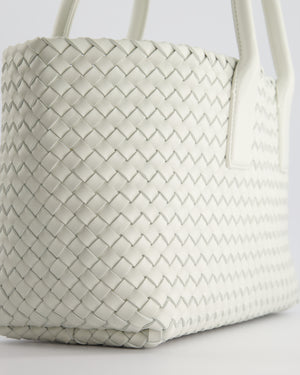 Bottega Veneta White Small Cabat Intreccio Leather Tote Bag in Lambskin Leather with Gold Hardware RRP £6,090