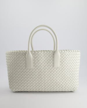 Bottega Veneta White Small Cabat Intreccio Leather Tote Bag in Lambskin Leather with Gold Hardware RRP £6,090