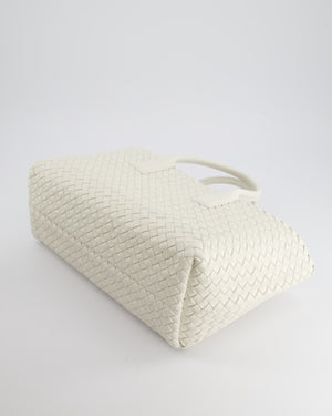 Bottega Veneta White Small Cabat Intreccio Leather Tote Bag in Lambskin Leather with Gold Hardware RRP £6,090