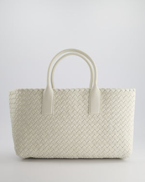 Bottega Veneta White Small Cabat Intreccio Leather Tote Bag in Lambskin Leather with Gold Hardware RRP £6,090