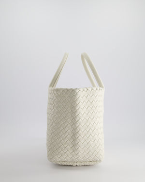 Bottega Veneta White Small Cabat Intreccio Leather Tote Bag in Lambskin Leather with Gold Hardware RRP £6,090