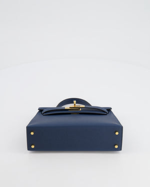 Hermès Mini Kelly II 20cm Bag in Bleu de Prusse Epsom Leather with Gold Hardware