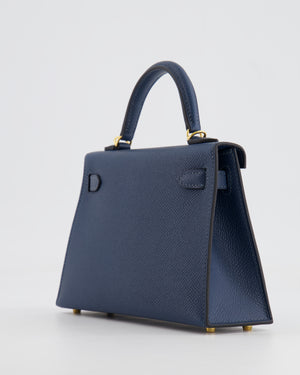 Hermès Mini Kelly II 20cm Bag in Bleu de Prusse Epsom Leather with Gold Hardware