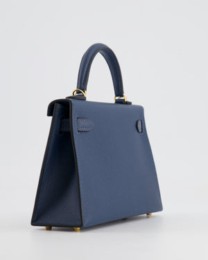 Hermès Mini Kelly II 20cm Bag in Bleu de Prusse Epsom Leather with Gold Hardware