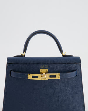 Hermès Mini Kelly II 20cm Bag in Bleu de Prusse Epsom Leather with Gold Hardware