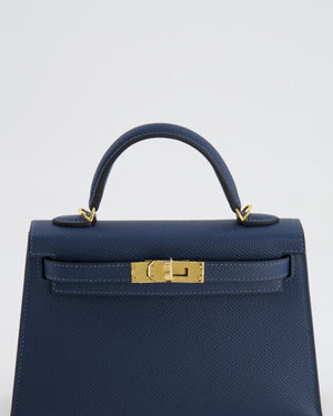 Hermès Mini Kelly II 20cm Bag in Bleu de Prusse Epsom Leather with Gold Hardware