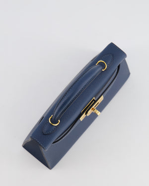 Hermès Mini Kelly II 20cm Bag in Bleu de Prusse Epsom Leather with Gold Hardware