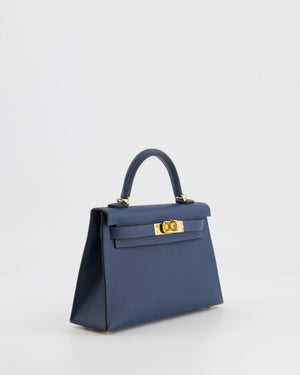 Hermès Mini Kelly II 20cm Bag in Bleu de Prusse Epsom Leather with Gold Hardware