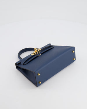 Hermès Mini Kelly II 20cm Bag in Bleu de Prusse Epsom Leather with Gold Hardware