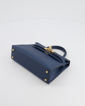 Hermès Mini Kelly II 20cm Bag in Bleu de Prusse Epsom Leather with Gold Hardware