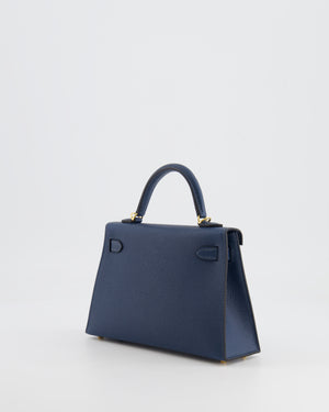 Hermès Mini Kelly II 20cm Bag in Bleu de Prusse Epsom Leather with Gold Hardware