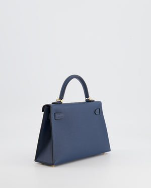 Hermès Mini Kelly II 20cm Bag in Bleu de Prusse Epsom Leather with Gold Hardware