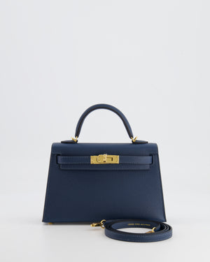 Hermès Mini Kelly II 20cm Bag in Bleu de Prusse Epsom Leather with Gold Hardware