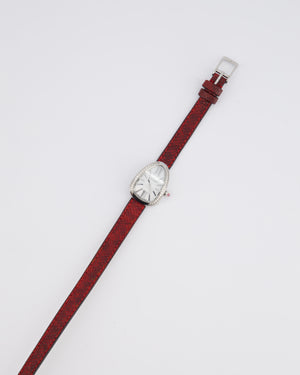 Bvlgari Stainless Steel 
Diamond Serpenti Watch 32mm with Red Python Strap