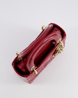 Dior Mini Lady Dior Bag In Red Patent Leather and Champagne Gold Hardware RRP £4,200