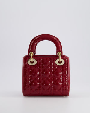 Dior Mini Lady Dior Bag In Red Patent Leather and Champagne Gold Hardware RRP £4,200