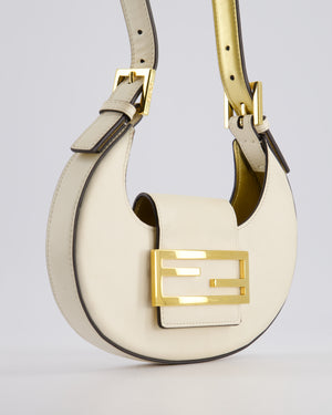 Fendi Cream Leather Mini Cookie Hobo Bag with Gold Hardware