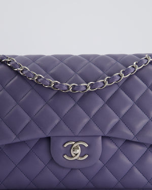 Chanel Lavender Jumbo Double Flap Bag in Lambskin with Silver Hardware