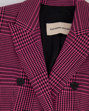 Alexandre Vauthier Pink 
Black Checked Blazer Jacket FR 42 (UK 14)