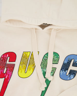 Gucci Cream Logo Sweater Top with Coloured Embellished Logo Details S (UK 6)