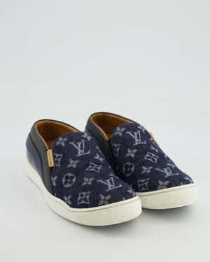 Louis Vuitton Blue Denim with Monogram Logo Slip On Tempo Trainers EU 37