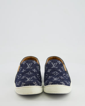 Louis Vuitton Blue Denim with Monogram Logo Slip On Tempo Trainers EU 37