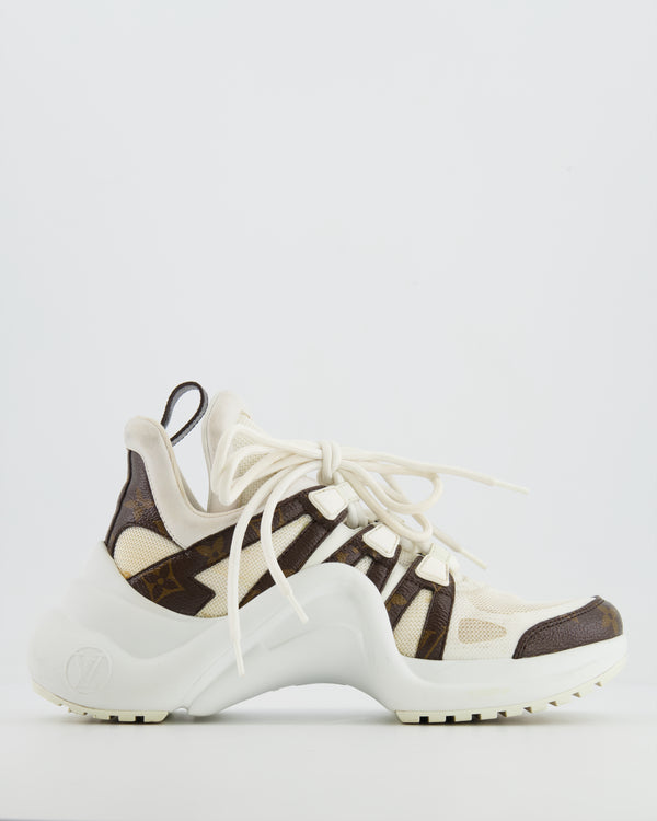 Louis Vuitton White and Brown with Monogram Logo Archlight Trainers EU 37 RRP £1,190