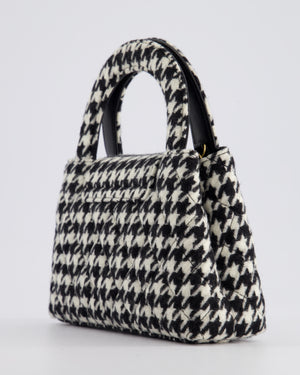 *HOT* Chanel Small Kelly Shopping Bag in Black 
White Wool Houndstooth with Brushed Antique Gold Hardware